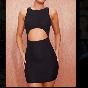 Basic black ribbed underbust dress